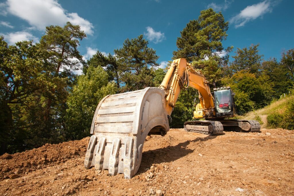 excavator on construction site